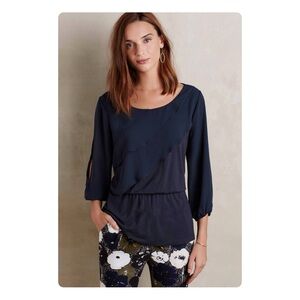 ★ Deletta (Anthropologie) NWT Blouse - Navy Blue ★